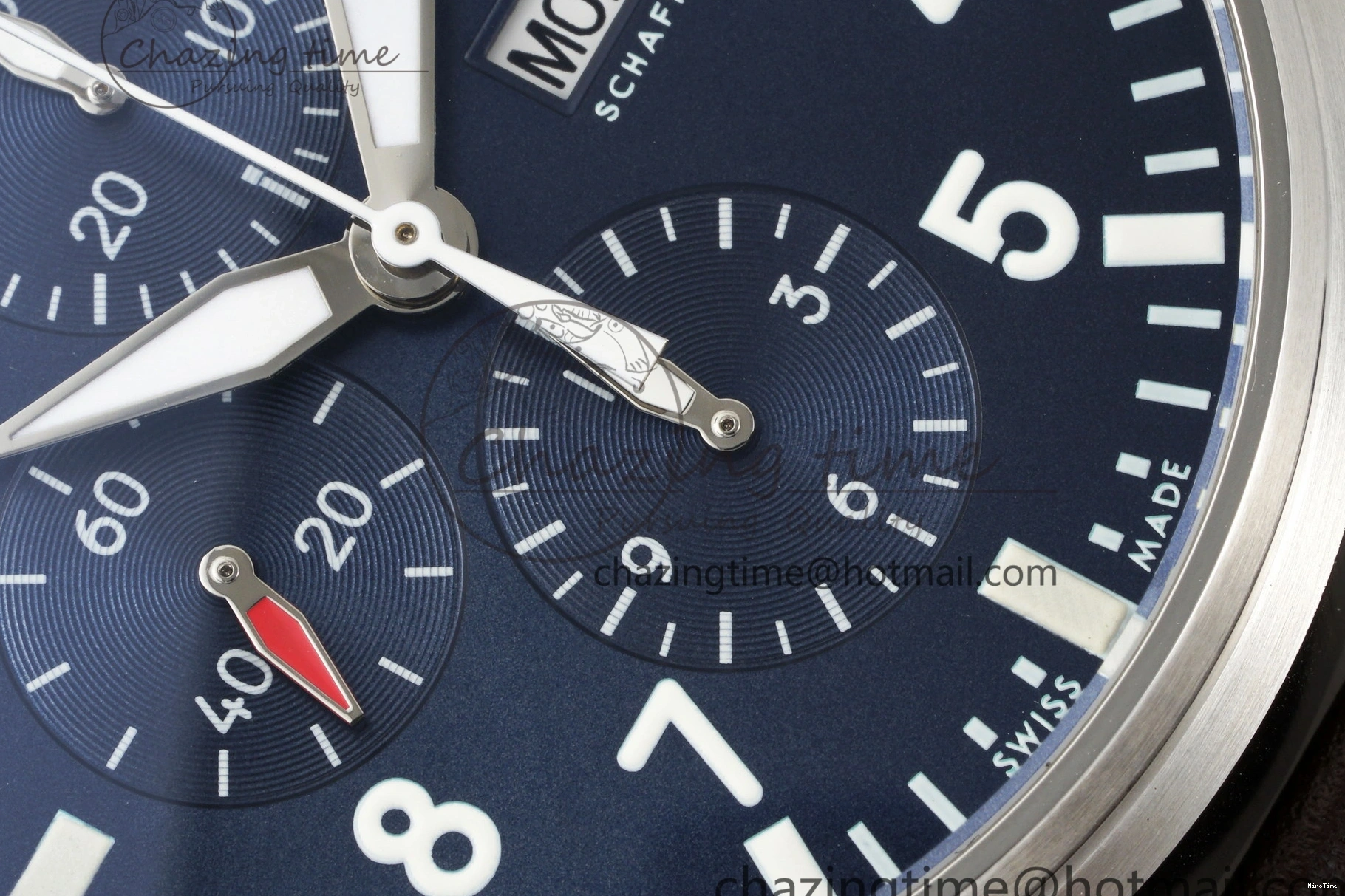 MIROTIME 0407 Pilot Chrono SS AZF 1:1 Best Edition Blue Dial on Brown Leather Strap A TimelessDesign 7060